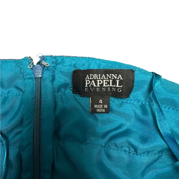 Adrianna Papell Blue Halter Dress with Beaded Details for Prom or Formal - Picture 9 of 16